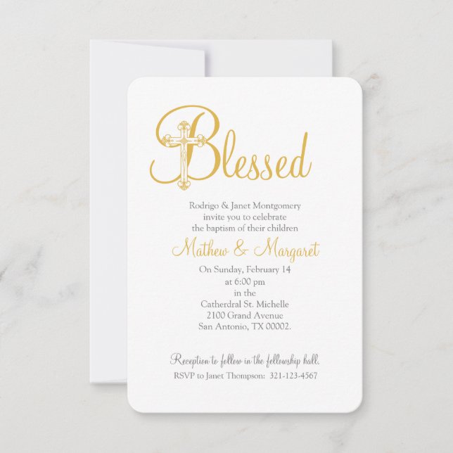 Zwillinge-Goldkreuz Einladung (Vorderseite)