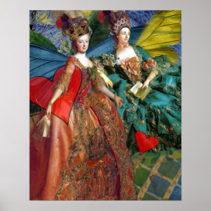 Zwillinge-Gotische-Whimsical-Collage-Schmetterling Poster