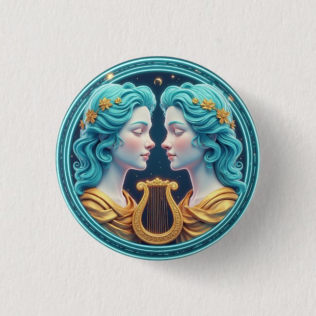 Zwillinge Göttinnen Statuen mit Neon Kreis Button (Vorderseite)