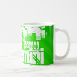 Zwillinge; Grüne Neonstreifen Kaffeetasse