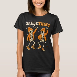Zwillinge Halloween passende Skeletwins lustig tan T-Shirt