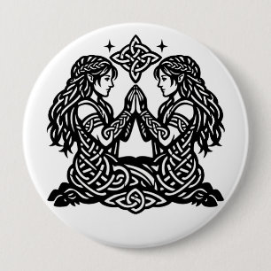 Zwillinge — Heimgesuchte Tinten-Zodiak-Zwillinge Button