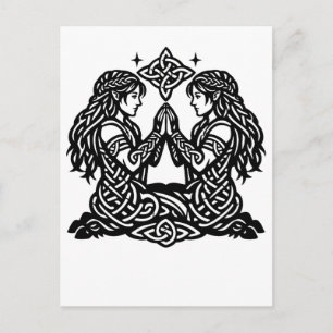 Zwillinge — Heimgesuchte Tinten-Zodiak-Zwillinge Postkarte