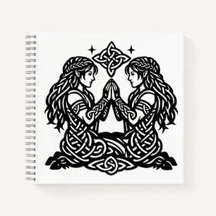 Zwillinge — Heimgesuchte Tinten-Zodiakutwins Notizbuch