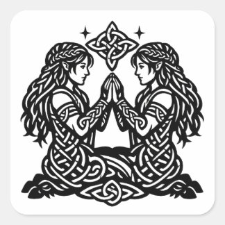 Zwillinge — Heimgesuchte Tinten-Zodiakutwins Quadratischer Aufkleber