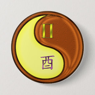 Zwillinge & Holz Hahn Button