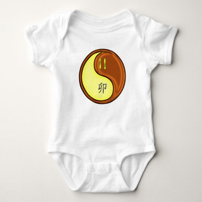 Zwillinge & Holz Kaninchen Baby Strampler (Vorderseite)