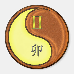 Zwillinge & Holz Kaninchen Magnet