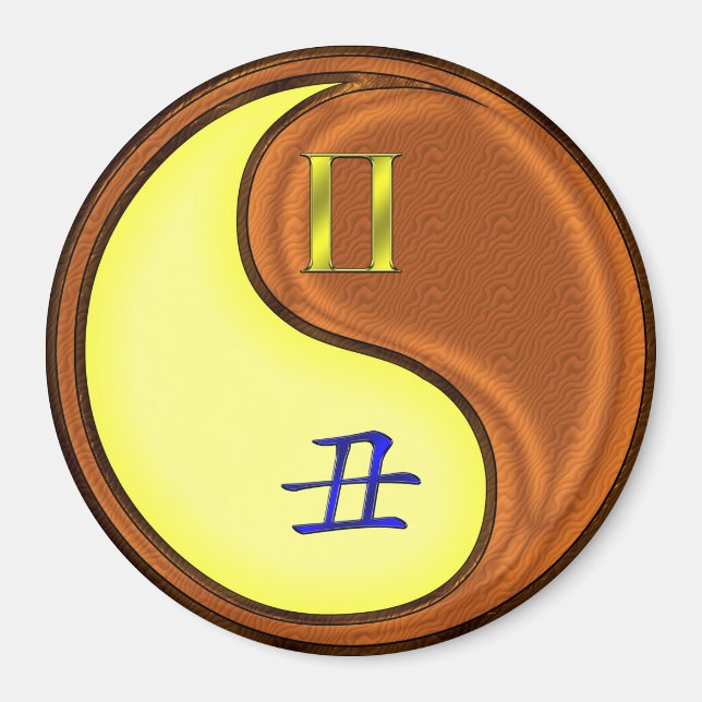 Zwillinge & Holz Ochse Magnet (Vorne)