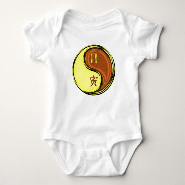 Zwillinge & Holz Tiger Baby Strampler (Vorderseite)