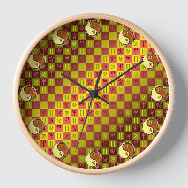 Zwillinge & Holz Tiger Uhr (Vorderseite)