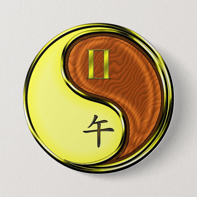 Zwillinge & Holzpferd Button (Vorderseite)