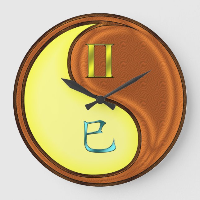 Zwillinge & Holzschlange Große Wanduhr (Vorderseite)