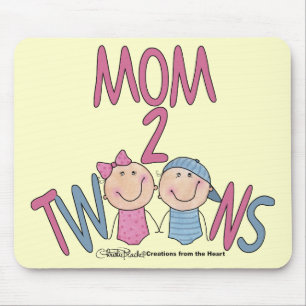 Zwillinge Junge und Mädchen der Mama-2 Mousepad