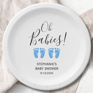Zwillinge Jungen Baby-Party Pappteller