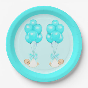 Zwillinge Jungen Baby Shower Pappteller