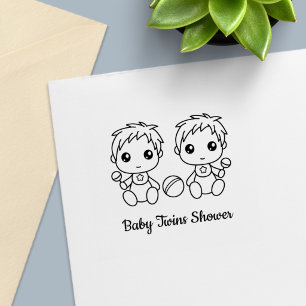 Zwillinge Jungen Baby Shower Permastempel
