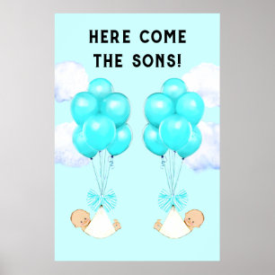 Zwillinge Jungen Baby Shower Poster