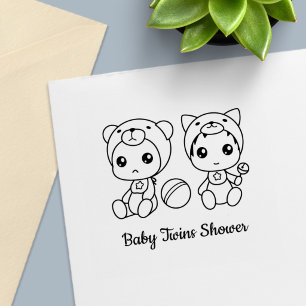 Zwillinge Katze Bär Geschlechtsneutrale Babyparty Permastempel