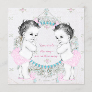 Zwillinge Mädchen Baby Shower Einladung
