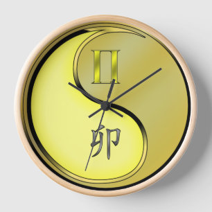 Zwillinge & Metall-Hase Uhr