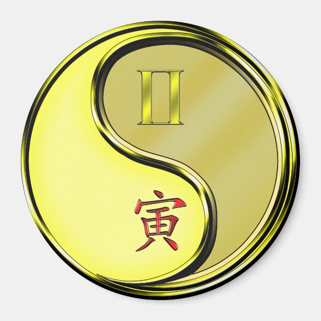 Zwillinge & Metall-Tiger Magnet (Vorne)