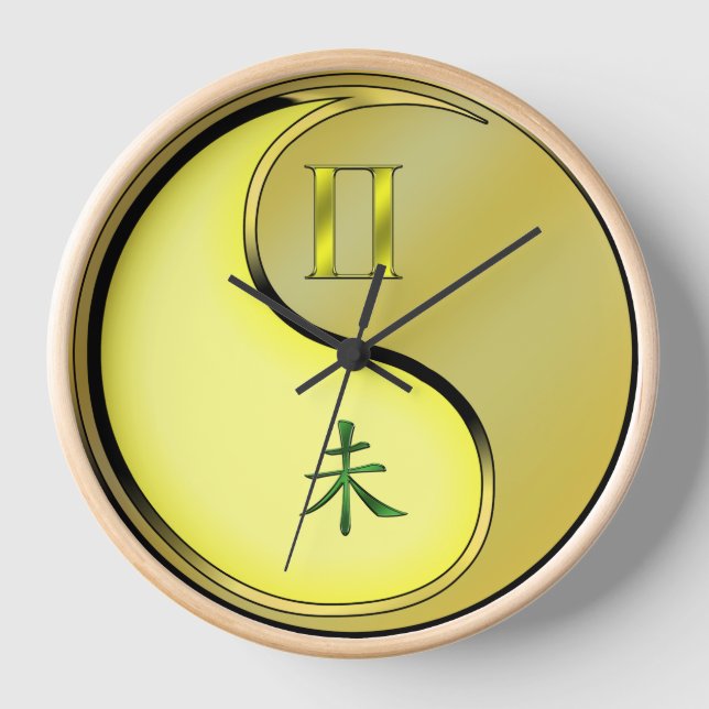 Zwillinge & Metall Ziege Uhr (Vorderseite)