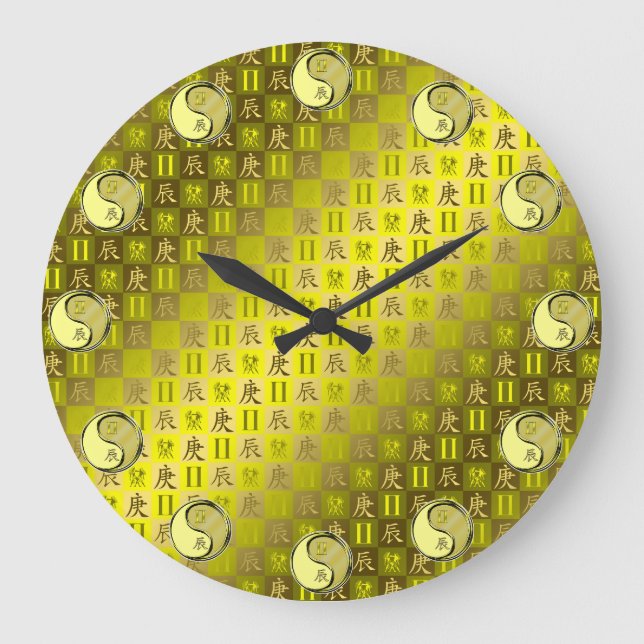 Zwillinge & Metalldrache Große Wanduhr (Vorderseite)
