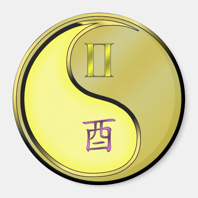 Zwillinge & Metallener Hahn Magnet (Vorne)