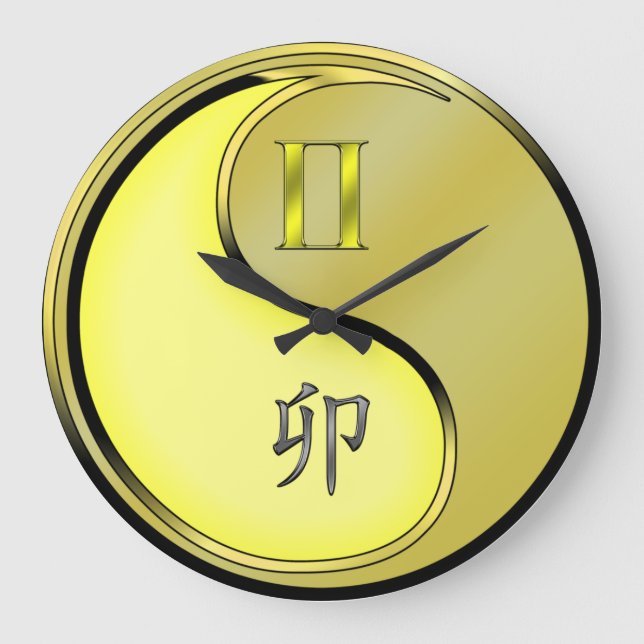 Zwillinge & Metallhase Große Wanduhr (Vorderseite)