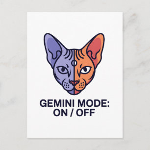 Zwillinge-Modus Doppelte Katze Sternzeichen Grafik Postkarte