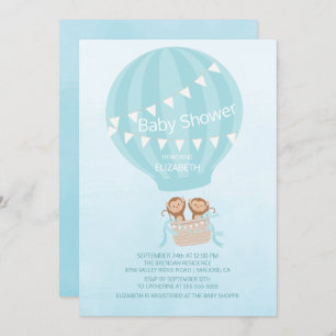 Zwillinge! Monkey Twin Boys Baby Shower Einladung