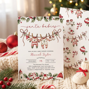 Zwillinge Santa Baby Weihnachts-Baby-Party Einladung