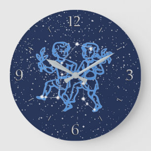 Zwillinge-Sternbild und Tierkreiszeichen mit Stern Große Wanduhr