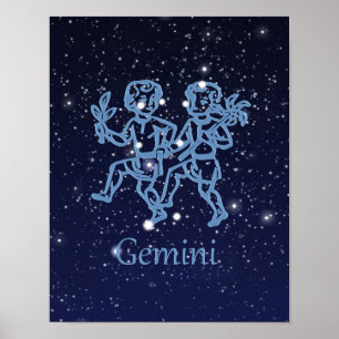 Zwillinge Sternzeichen und Konstellation Poster