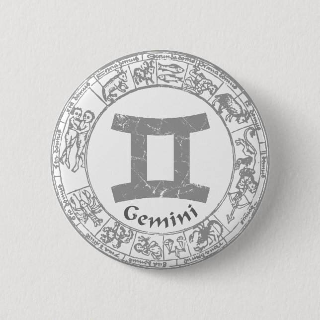 Zwillinge Sternzeichen vintage Button (Vorderseite)