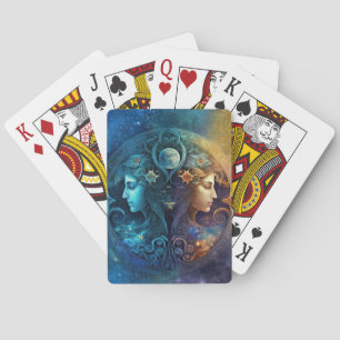 Zwillinge Sternzeichen Wasserfarben-Design Spielkarten