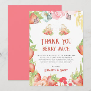 Zwillinge Strawberry Berry Sweet Babyparty Dankesc Dankeskarte