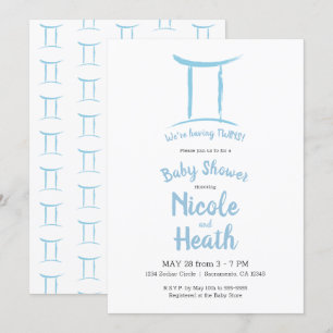 Zwillinge Tierkreis Astrologie Blau Mai Juni Baby  Einladung