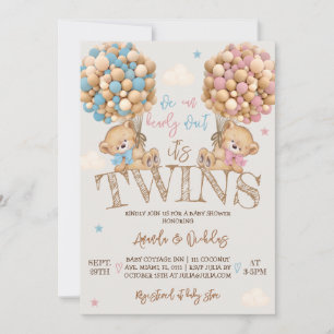 Zwillinge tragen Ballons Baby Shower  Einladung