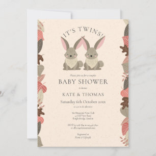 Zwillinge Waldtiere Paare Baby Shower Einladung