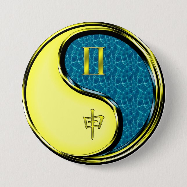 Zwillinge & Wasser-Affe Button (Vorderseite)