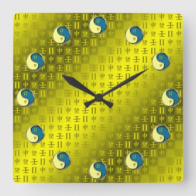 Zwillinge & Wasser-Affe Quadratische Wanduhr (Vorderseite)