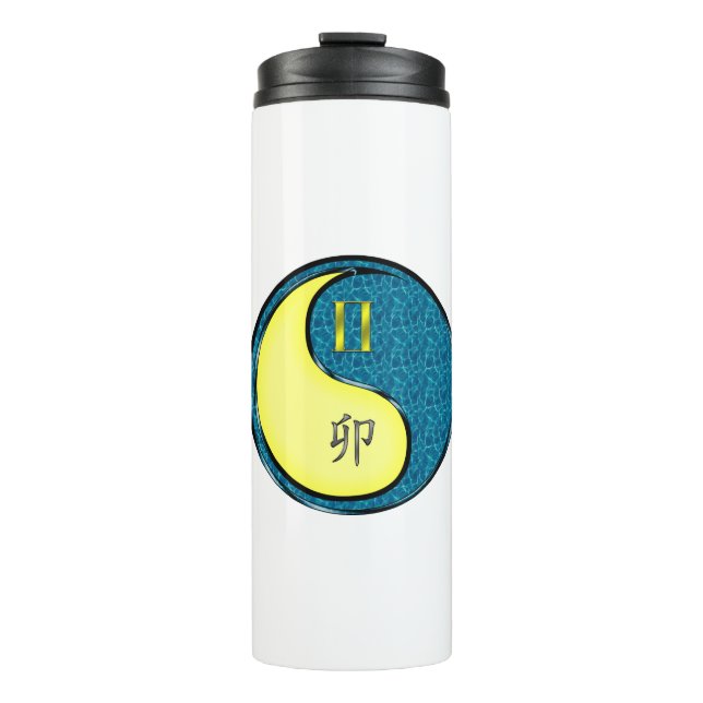 Zwillinge & Wasser Kaninchen Thermosbecher (Vorderseite)