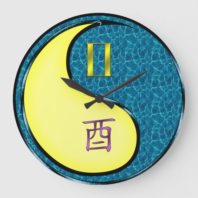 Zwillinge & Wasserhahn Große Wanduhr (Vorderseite)