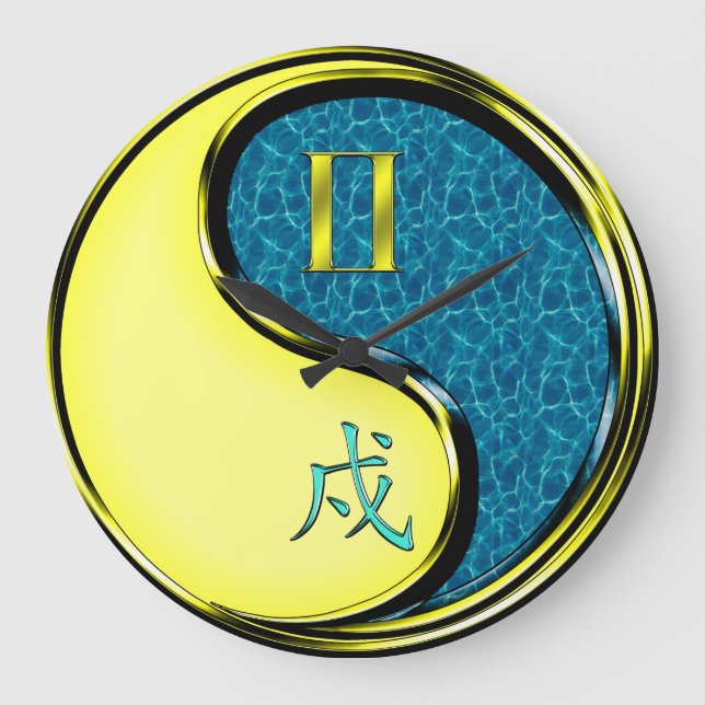 Zwillinge & Wasserhund Große Wanduhr (Vorderseite)
