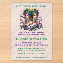 Zwillinge Zodiac Baby Shower Lavendel und Grün