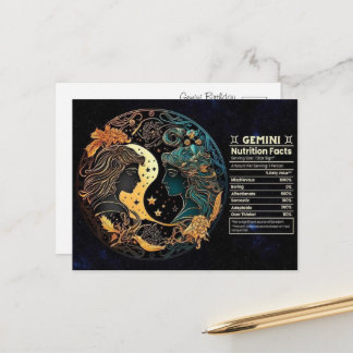Zwillinge Zodiac Geburtstagspostkarte Postkarte