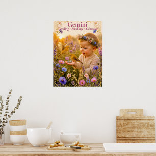 Zwillinge Zodiac Kunst   Traumhafte Astrologie Sam Poster