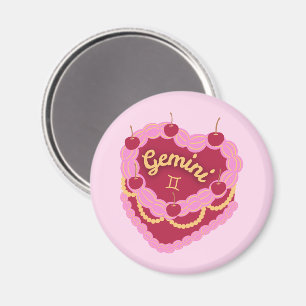 Zwillinge Zodiac Pastell Herz Geburtstagskuchen Magnet
